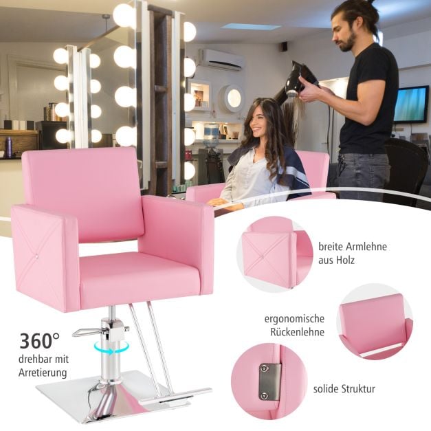 Coast Barber Chair Pink - Hydraulischer Salonstuhl mit Fußstütze - 63,5 x 79 x 94,5-110 c