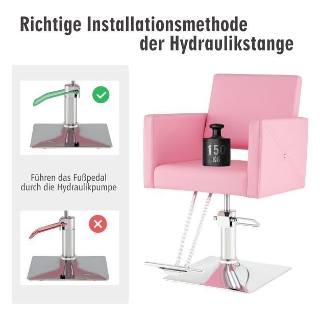 Coast Barber Chair Pink - Hydraulischer Salonstuhl mit Fußstütze - 63,5 x 79 x 94,5-110 c