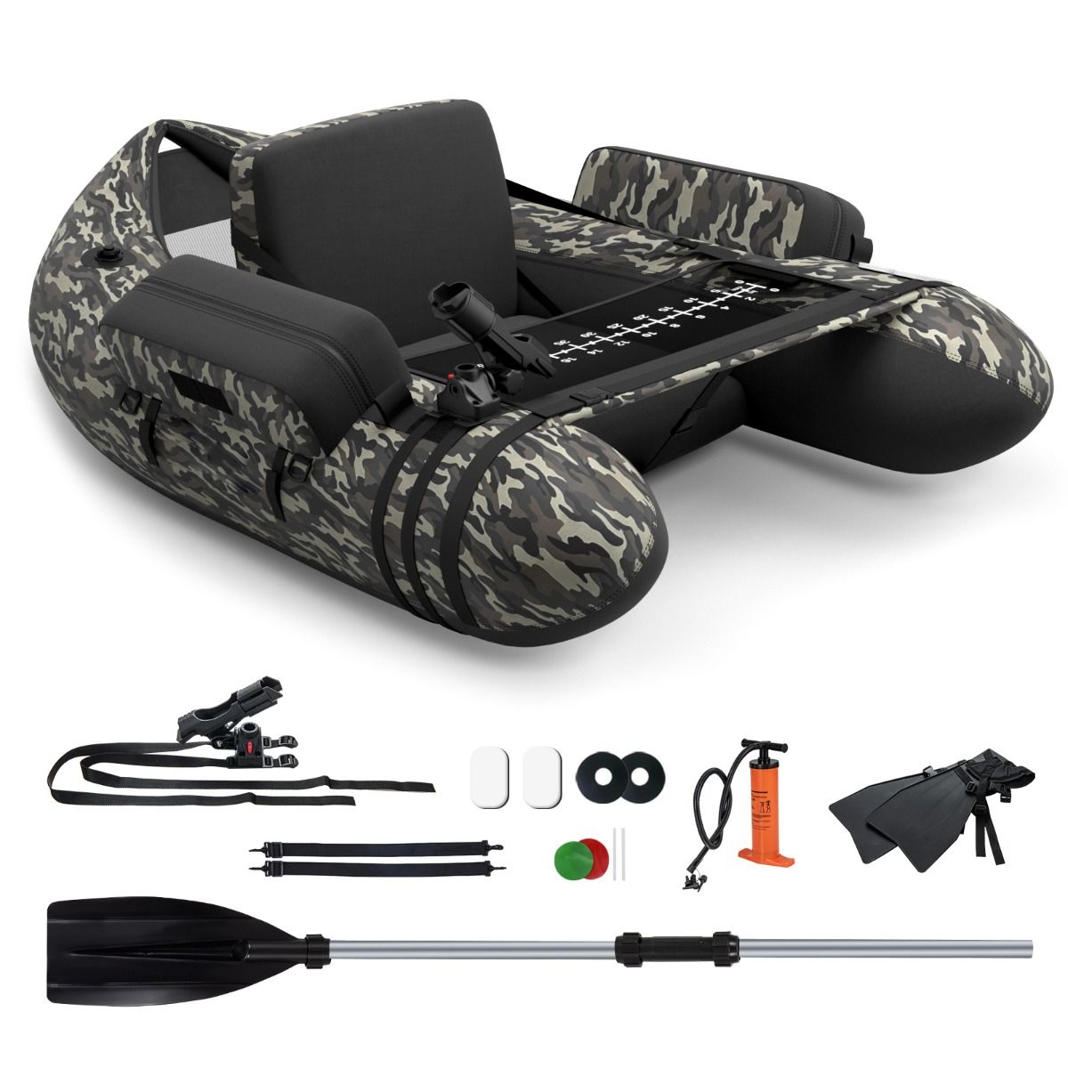 Coast Aufblasbares Fischerboot - Verstellbare Rutenhalter & Rückenlehne - 2 Hakenhalter - 135 x 109 x 54 cm - Grün