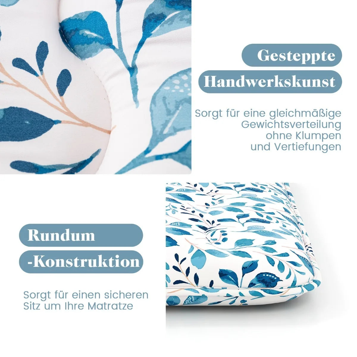 Coast Japanische Futon-Matratze Tatami-Matte – Mit maschinenwaschbarem Außenbezug, praktischer Tragetasche und stabilen Aufrollbändern – Für Übernachtungsgäste und Camping – Blaues Mikrofaser- und Polyestergewebe – 10 × 100 × 200 cm