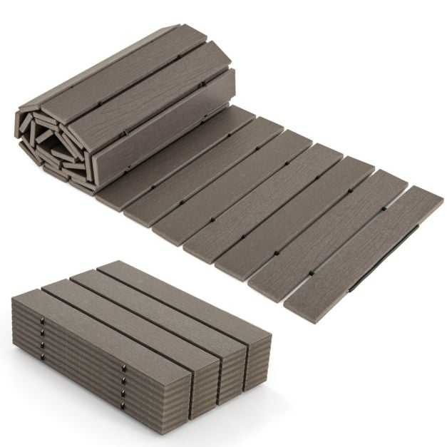 Coast Roll-out Gartenweg Grau - Wetterfester HDPE-Weg mit Holzoptik - 242 x 43 cm