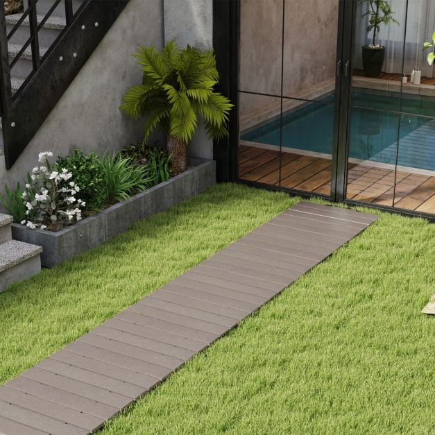 Coast Roll-out Gartenweg Grau - Wetterfester HDPE-Weg mit Holzoptik - 242 x 43 cm