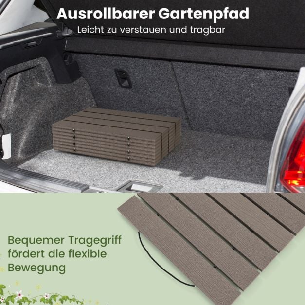 Coast Roll-out Gartenweg Grau - Wetterfester HDPE-Weg mit Holzoptik - 242 x 43 cm