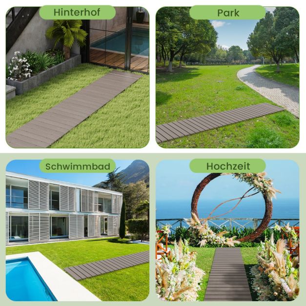Coast Roll-out Gartenweg Grau - Wetterfester HDPE-Weg mit Holzoptik - 242 x 43 cm