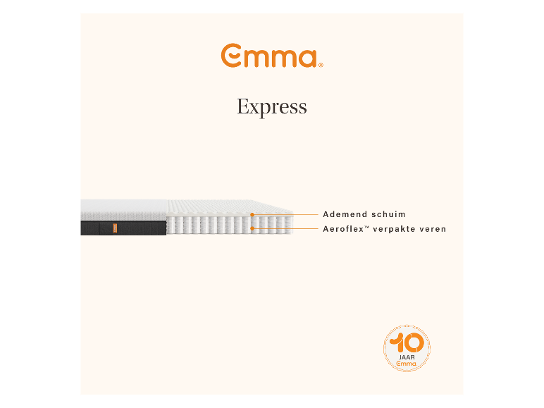 Emma Express Matratze – Matratze mit mittlerer Festigkeit und Taschenfederkern mit 7 ergonomischen Zonen – 140 x 200 cm