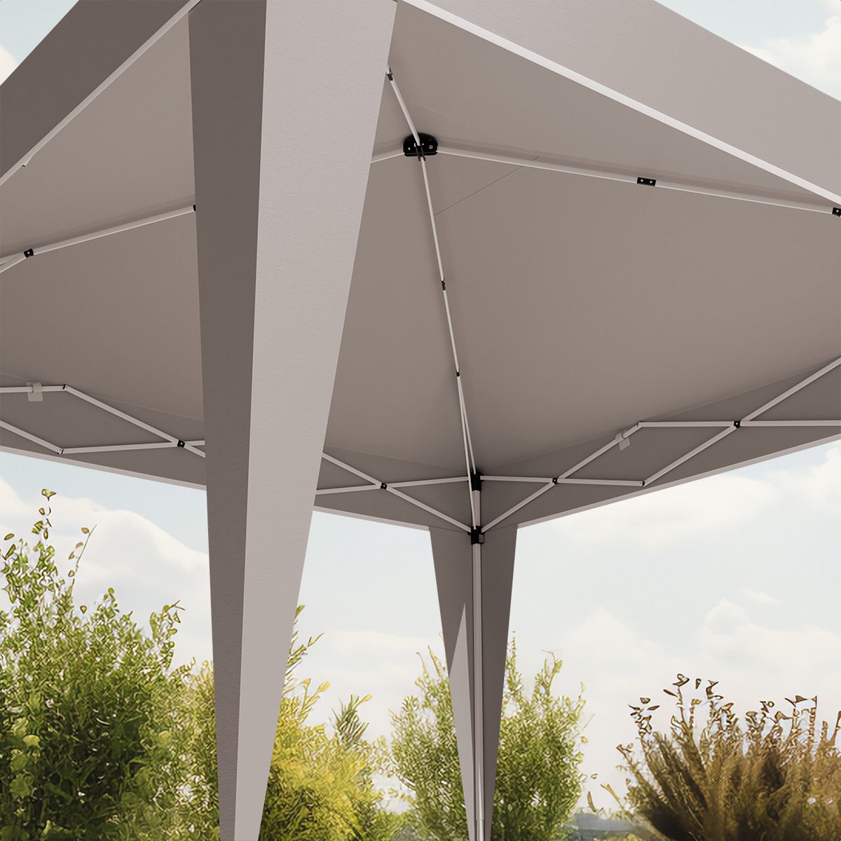 LifeGoods Partyzelt - Pavillon - EasyUp - Faltbar - Wasserdicht - Mit Tragetasche - 300 x 300 cm - Beige