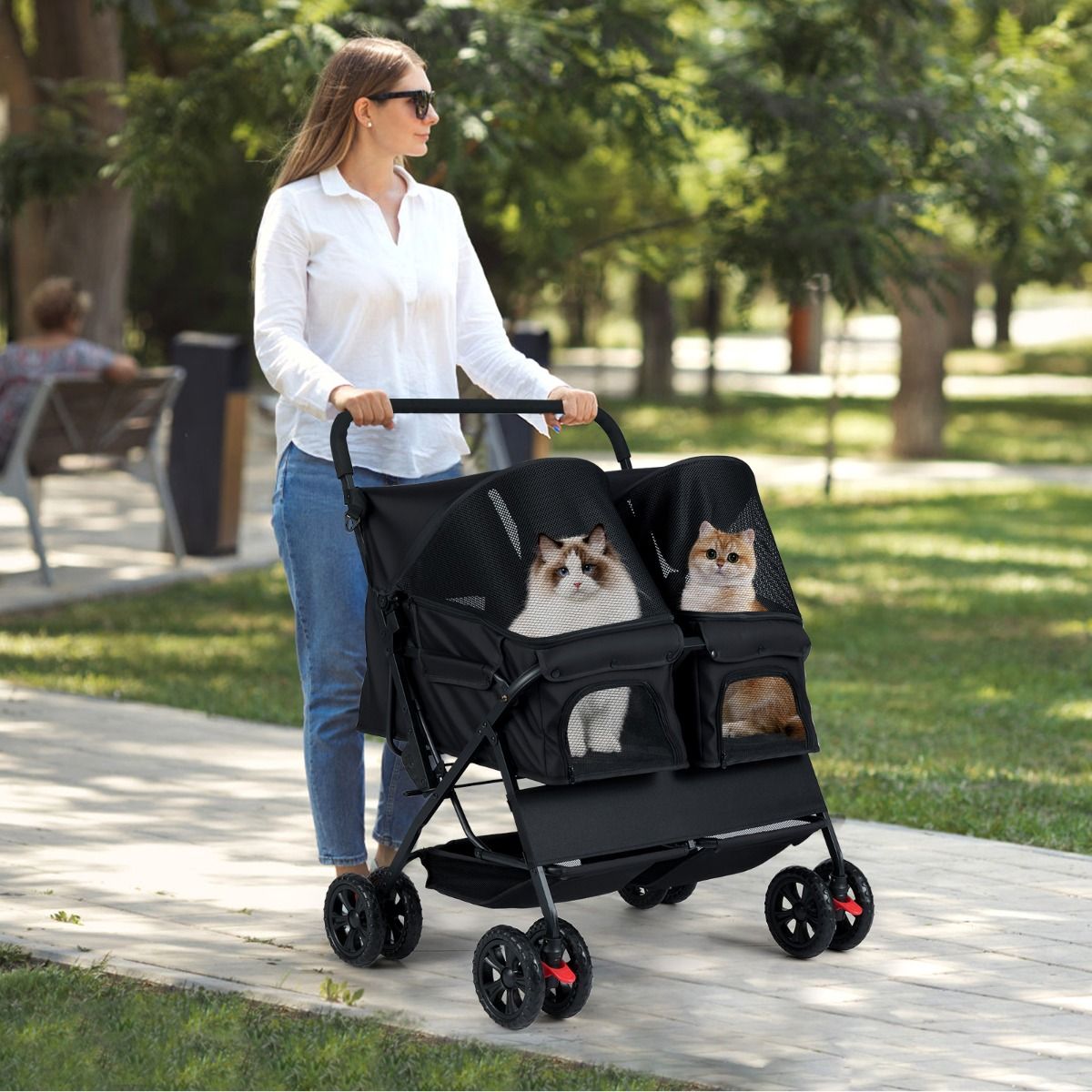 Coast Double Dog Buggy Black - 80 x 72 x 101 cm - faltbar mit 2 Sitzen