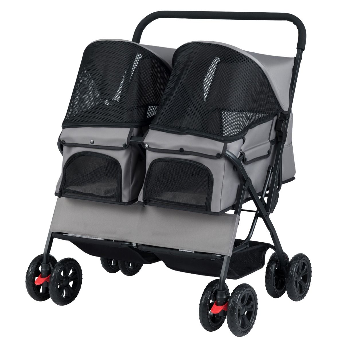 Coast Double Dog Buggy Grau - 80 x 72 x 101 cm - faltbar mit 2 Sitzen