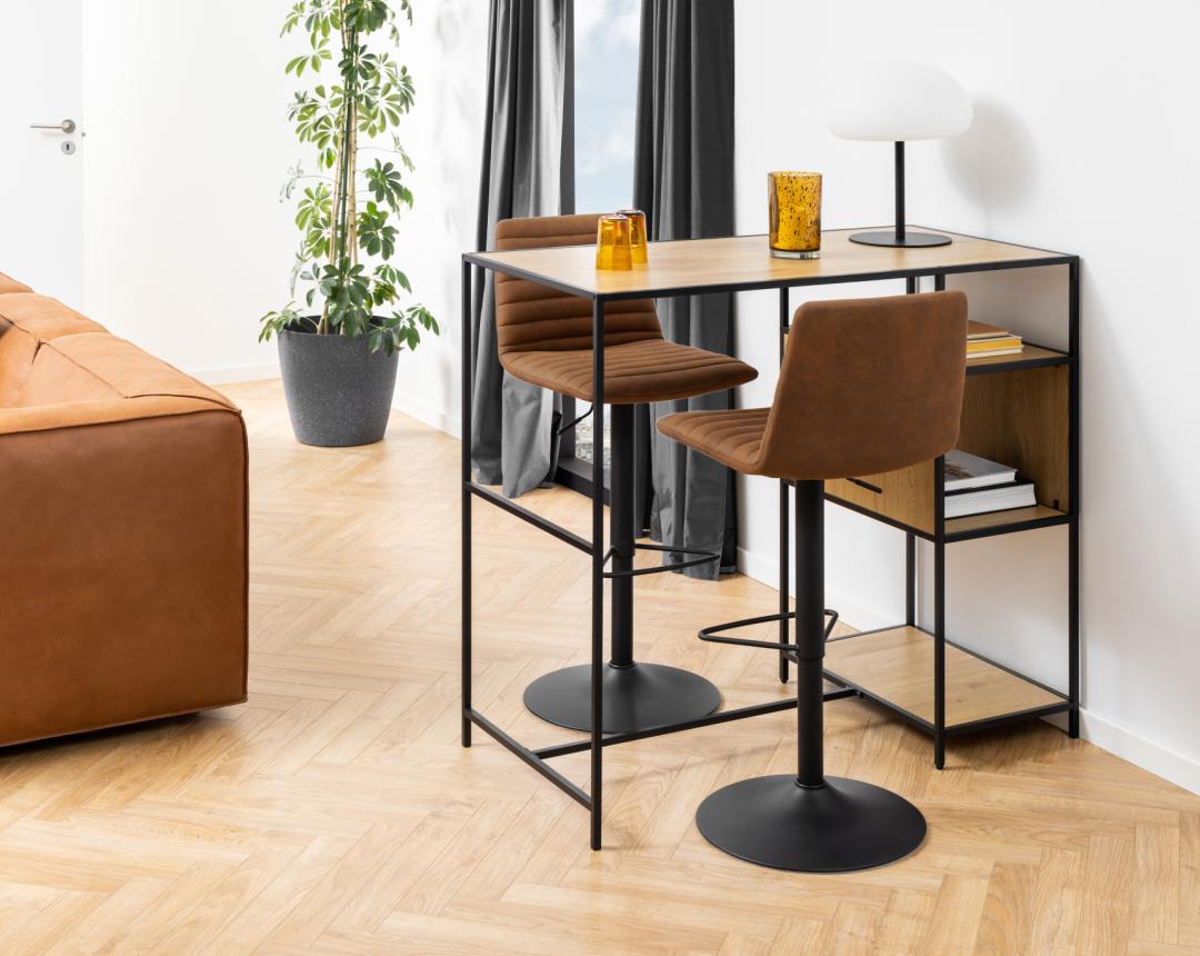Barhocker Trofors - 2er Set - Cognac - Stilvolle und bequeme Barhocker mit Industriecharakter