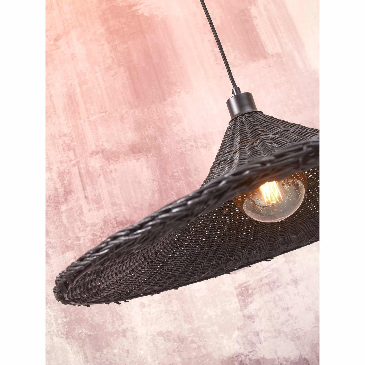 Good&Mojo Hängeleuchte Borabora - Ø70cm - Rattan - Schwarz