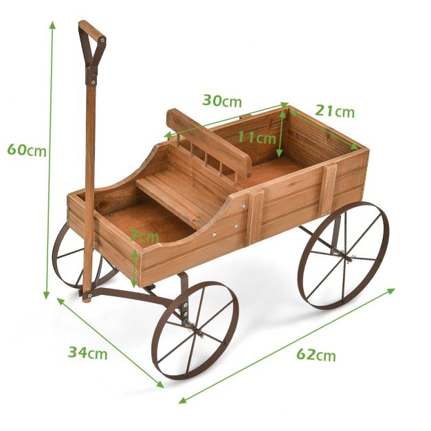 Costway Pflanzgefäß - Mit Griff & Rädern - 62 x 34 x 60 cm - Braun