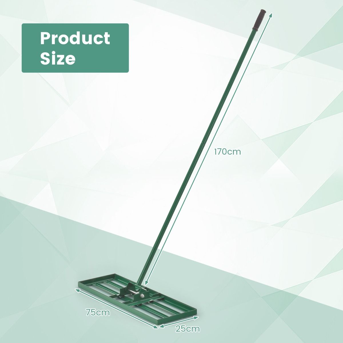 Coast Rasenharke - Metall - Ergonomisch - 170cm Griff - 75x25 cm - Schwarz/Grün