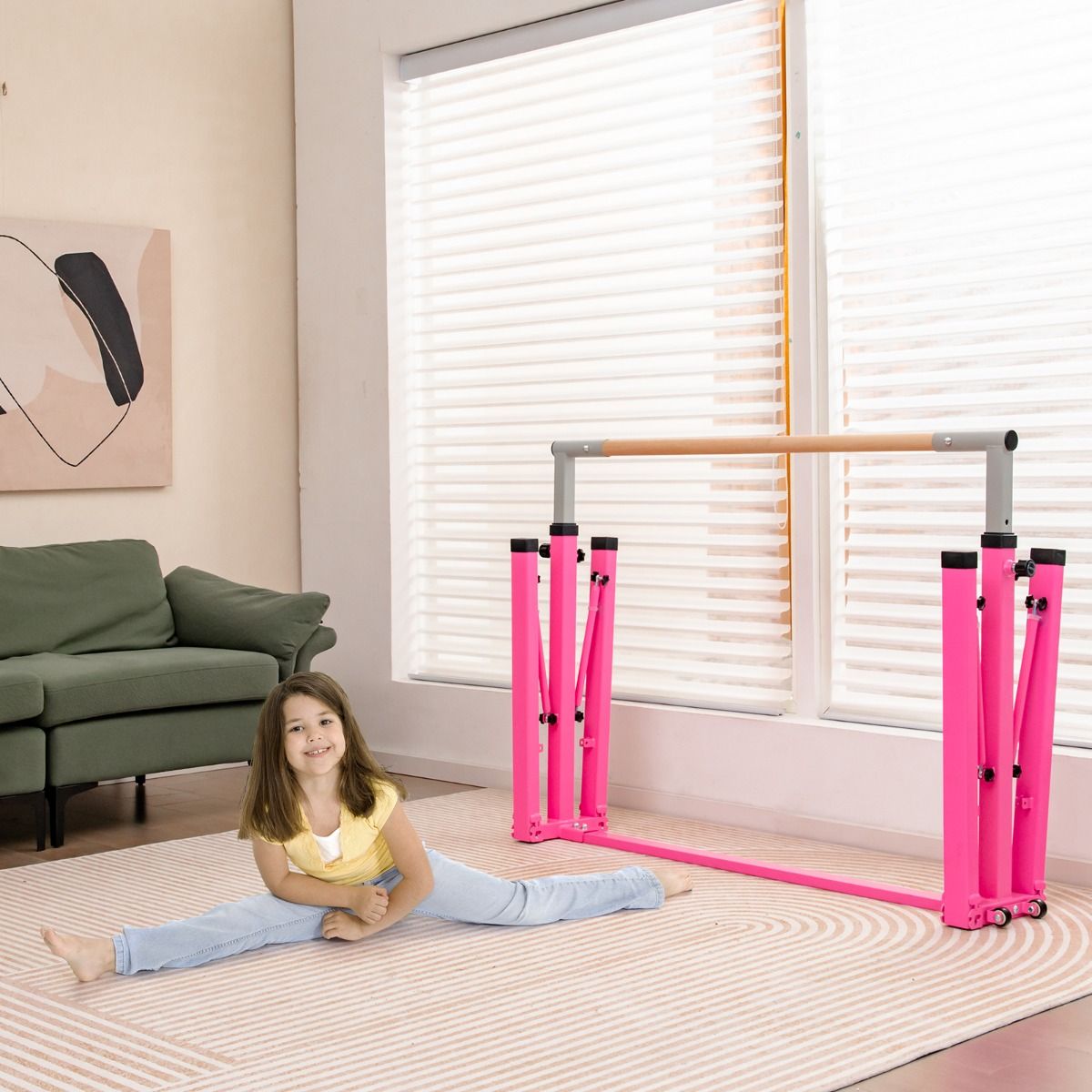 Coast Gymnastikgestell - Höhenverstellbar - Max. 100 kg - 136 x 172 x 150 cm - Rosa