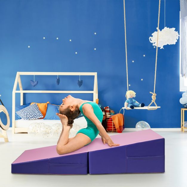 Coast Wedge Gymnastikmatte Pink/Lila - faltbare 2-in-1 Trainingsmatte mit Griffen - 150 x 75 x 36 cm