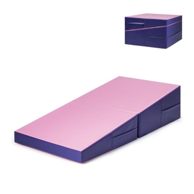 Coast Wedge Gymnastikmatte Pink/Lila - faltbare 2-in-1 Trainingsmatte mit Griffen - 150 x 75 x 36 cm