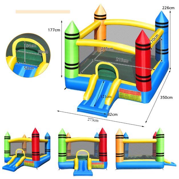 Coast Bouncy Castle Multicolour - Aufblasbare Spielburg mit Rutsche und Bällen - 350 x 273 x 226 cm