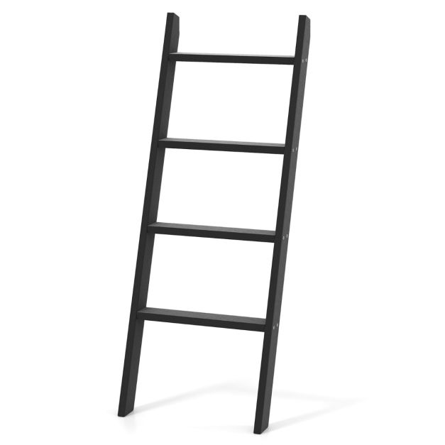 Coast Handtuchleiter 4-lagig - Schwarz - 50 x 7,5 x 137 cm - Massivholz - Wand- und Anlehnmodell