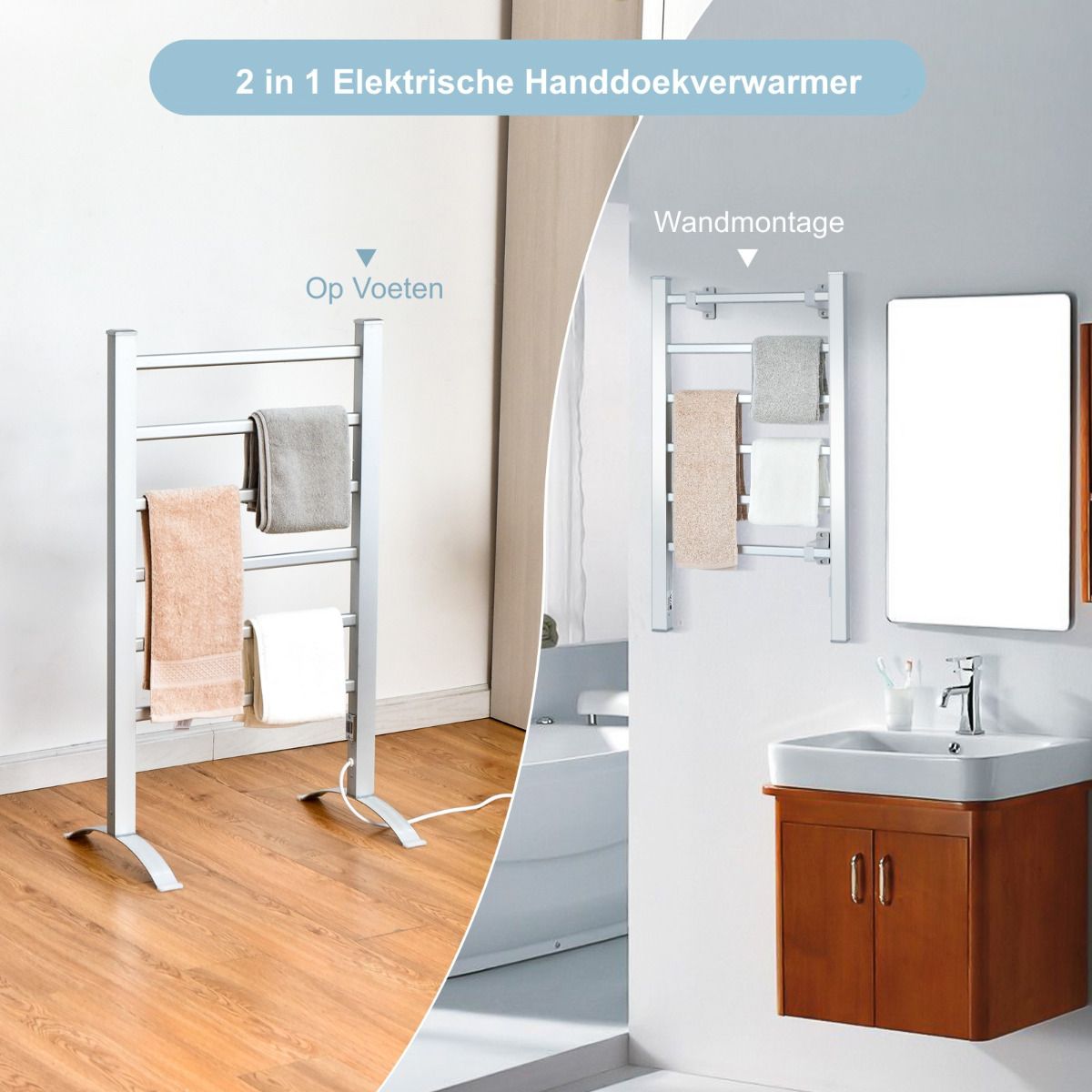 Coast Multifunktionaler elektrischer Handtuchwärmer - Silber - 53 x 35 x 90cm
