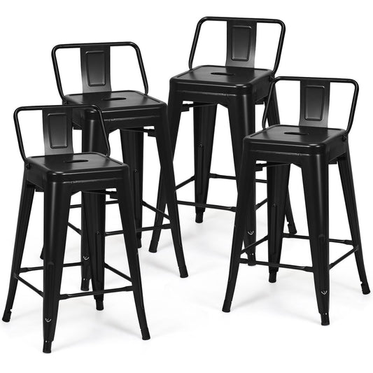 Coast 4er-Set Barhocker - Metall - Schwarz - Anti-Rutsch-Füße - 43 x 43 x 79 cm