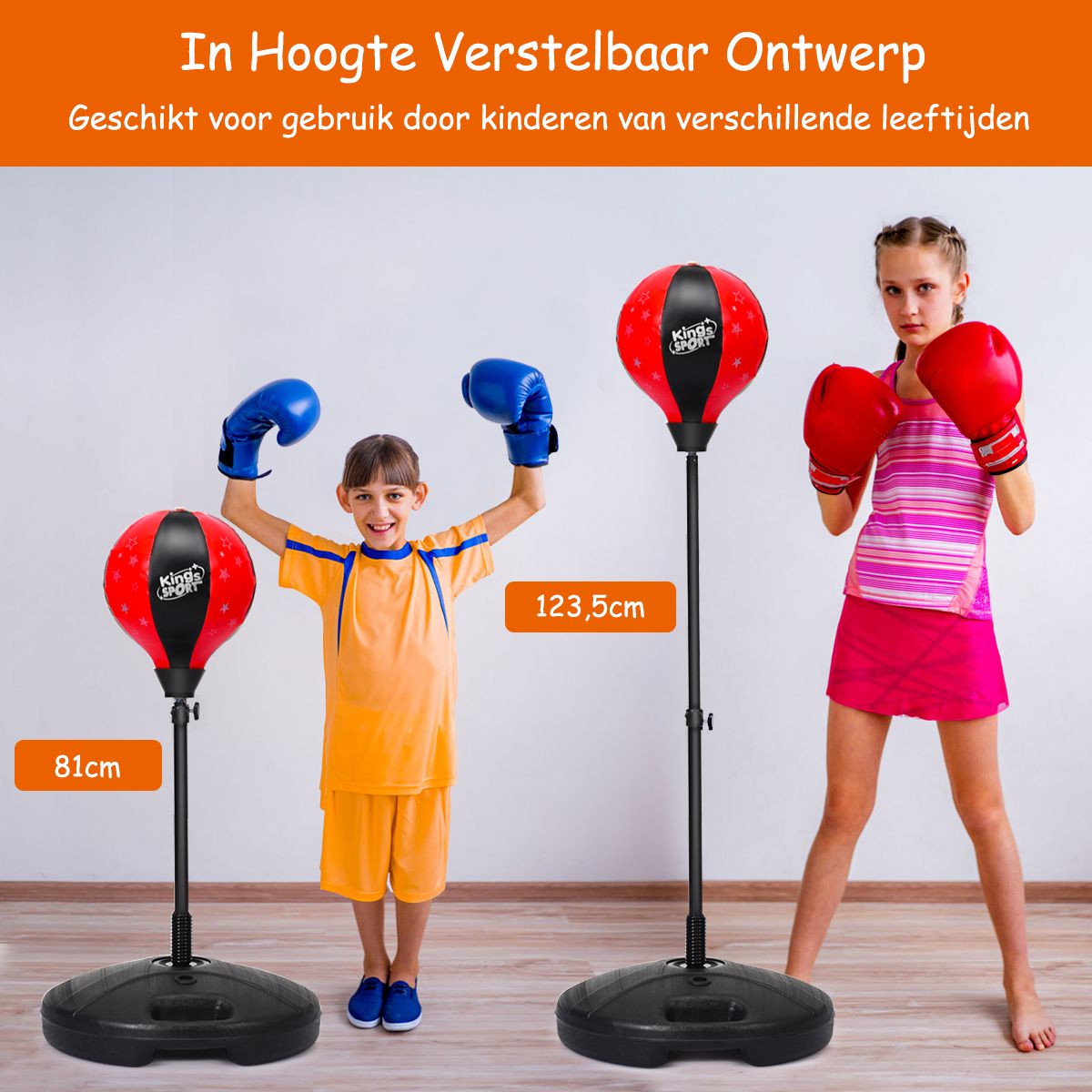 Coast Kinderboxset Verstellbarer Boxballhalter mit Handschuhen und Pumpe 81-123,5 cm Schwarz/Rot