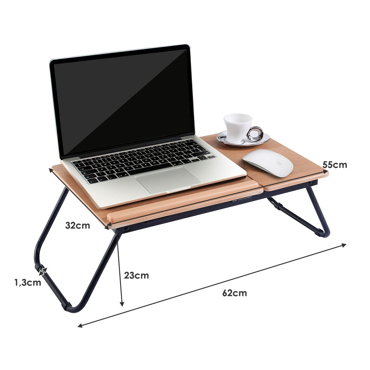 Coast Laptoptisch – Klappbar – Höhenverstellbar – 55 x 32 x 23 cm – Braun