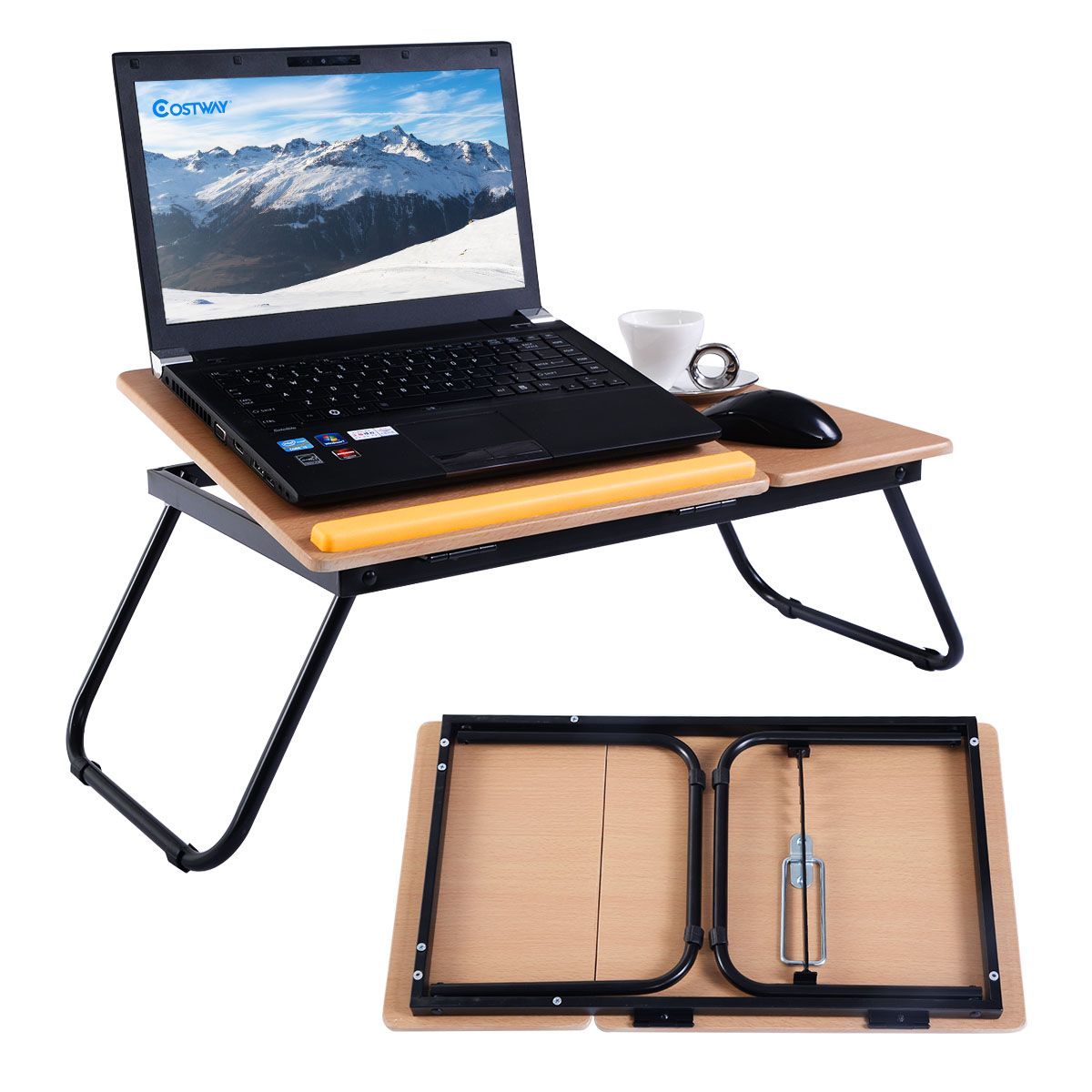 Coast Laptoptisch – Klappbar – Höhenverstellbar – 55 x 32 x 23 cm – Braun