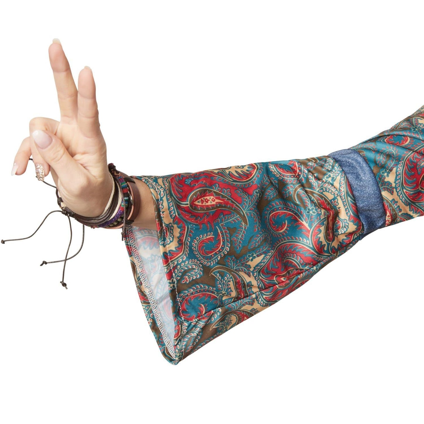 hippie girl harmony kostüm - damen größe l - multicolor - elastische hose mit weitem bein