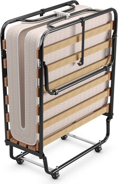 Küstenbett - faltbar - bis zu 120kg. - Inkl. Memory-Schaum-Matratze - 80 x 190 x 39 cm - Beige