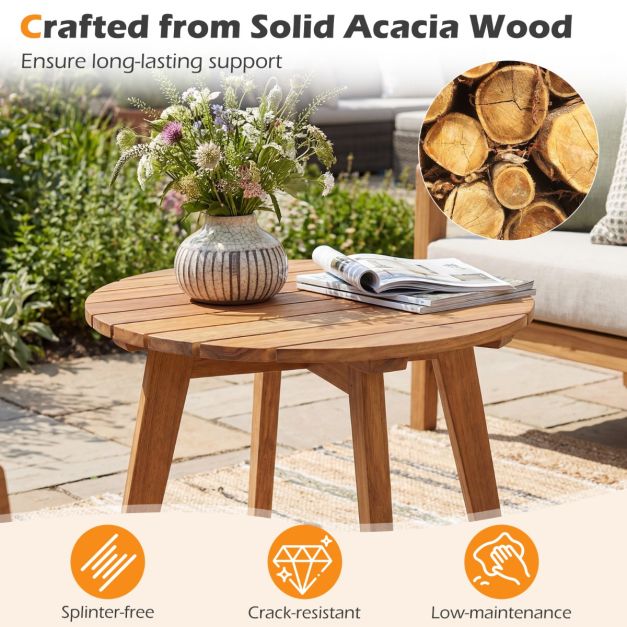 Coast Beistelltisch Natur - Runder Gartentisch aus Akazienholz - 43 x 43 x 35 cm