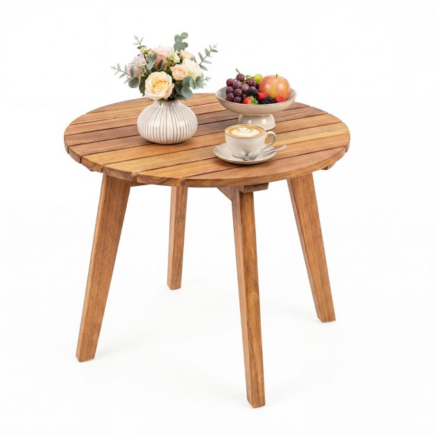 Coast Beistelltisch Natur - Runder Gartentisch aus Akazienholz - 43 x 43 x 35 cm