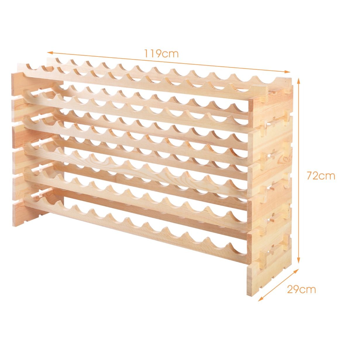 Coast Flaschenregal aus Holz - Kapazität für 72 Flaschen - 6 Ebenen - 119 x 29 x 72 cm - Kiefernholz