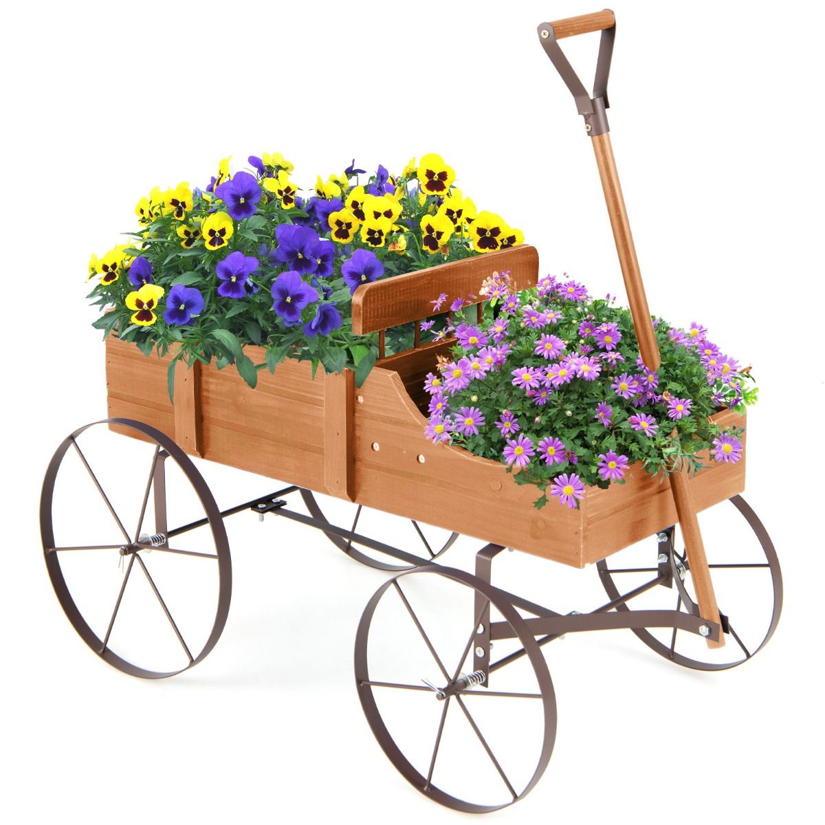 Coast Holz-Pflanzenwagen mit 2 Sektionen und Rädern - 62x34x61 cm - Orange