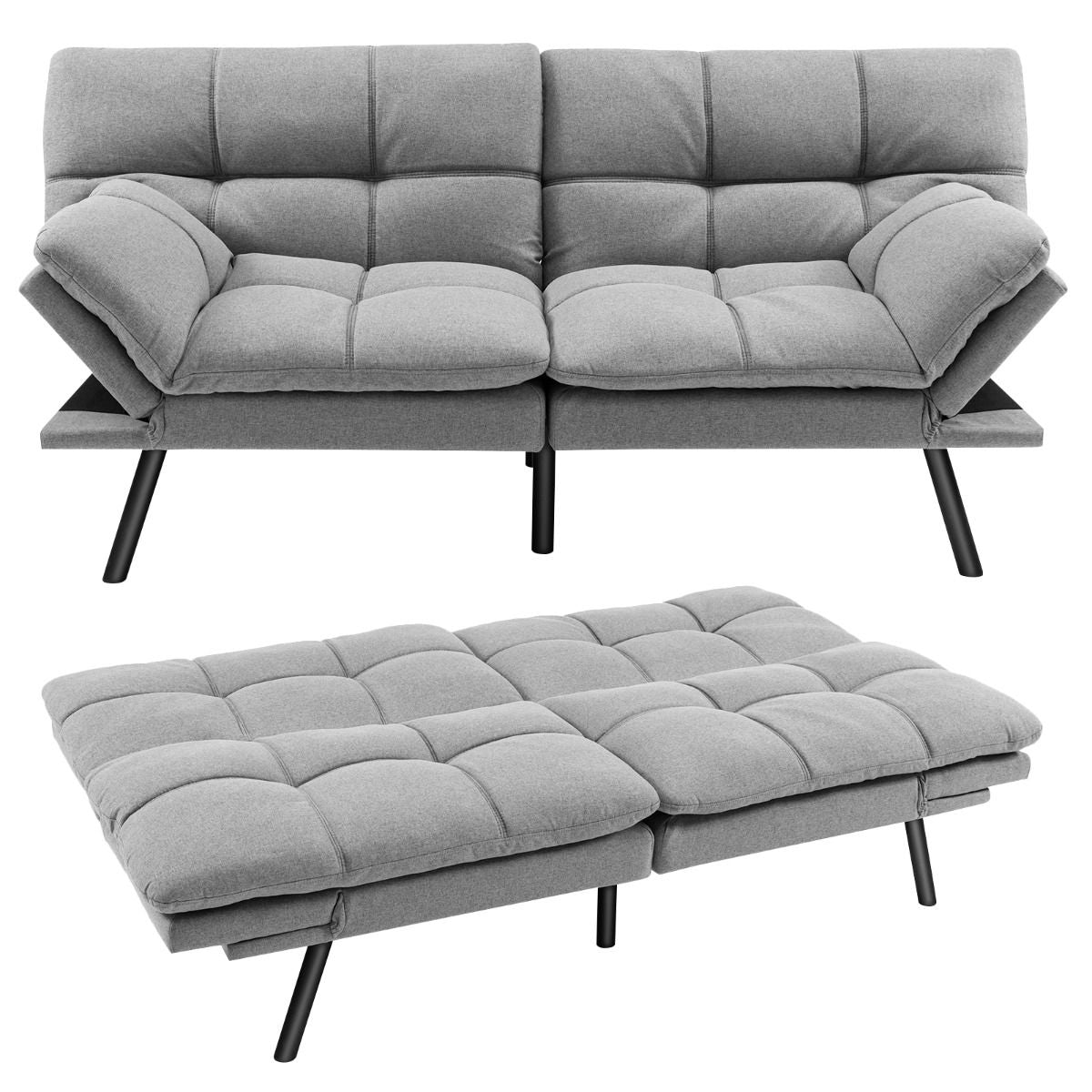 Coast Transformable Sofa Bed - Grau - Leinen - 87 x 178 x 82 cm - 273 kg Belastbarkeit