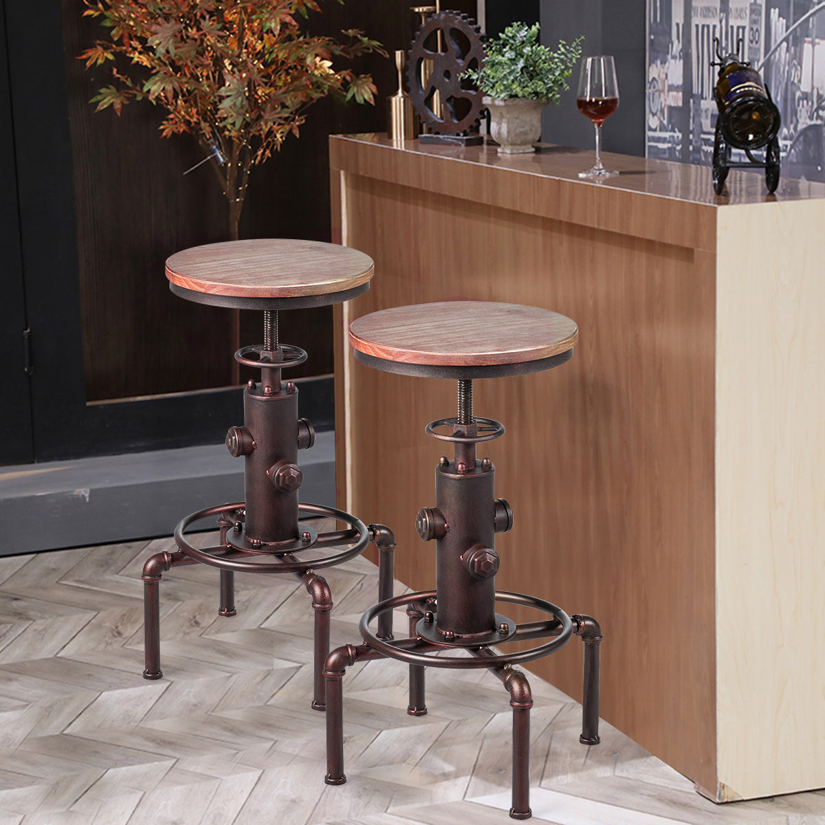 Coast Barhocker - Industriell - Max. 150 kg - Höhenverstellbar - 44 x 44 x 75 cm - Bronze