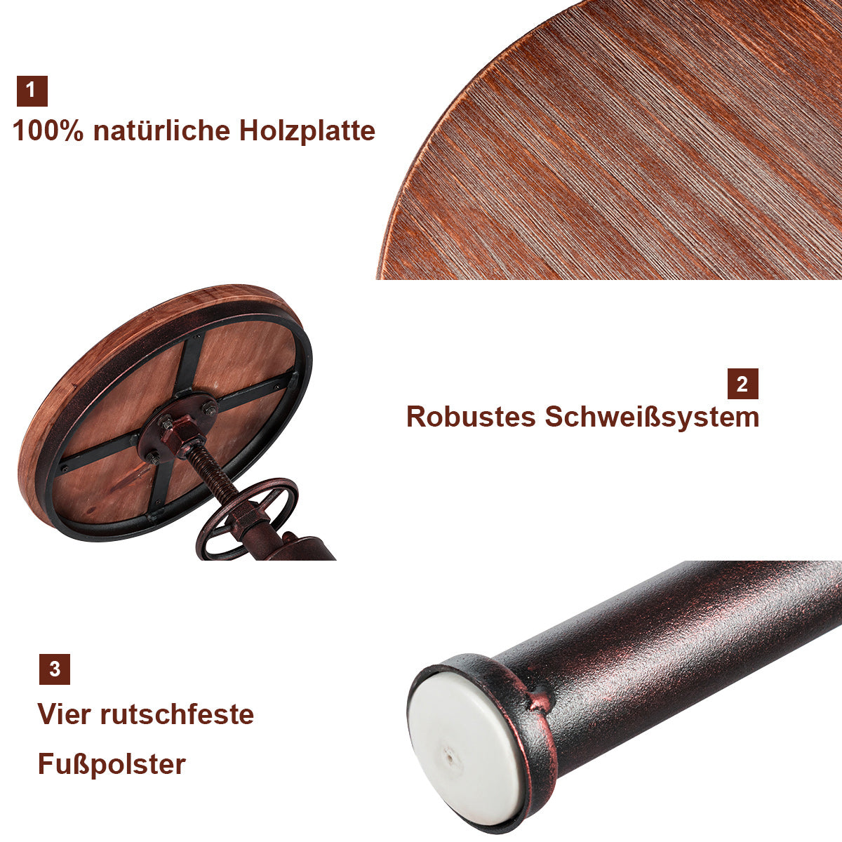 Coast Barhocker - Industriell - Max. 150 kg - Höhenverstellbar - 44 x 44 x 75 cm - Bronze