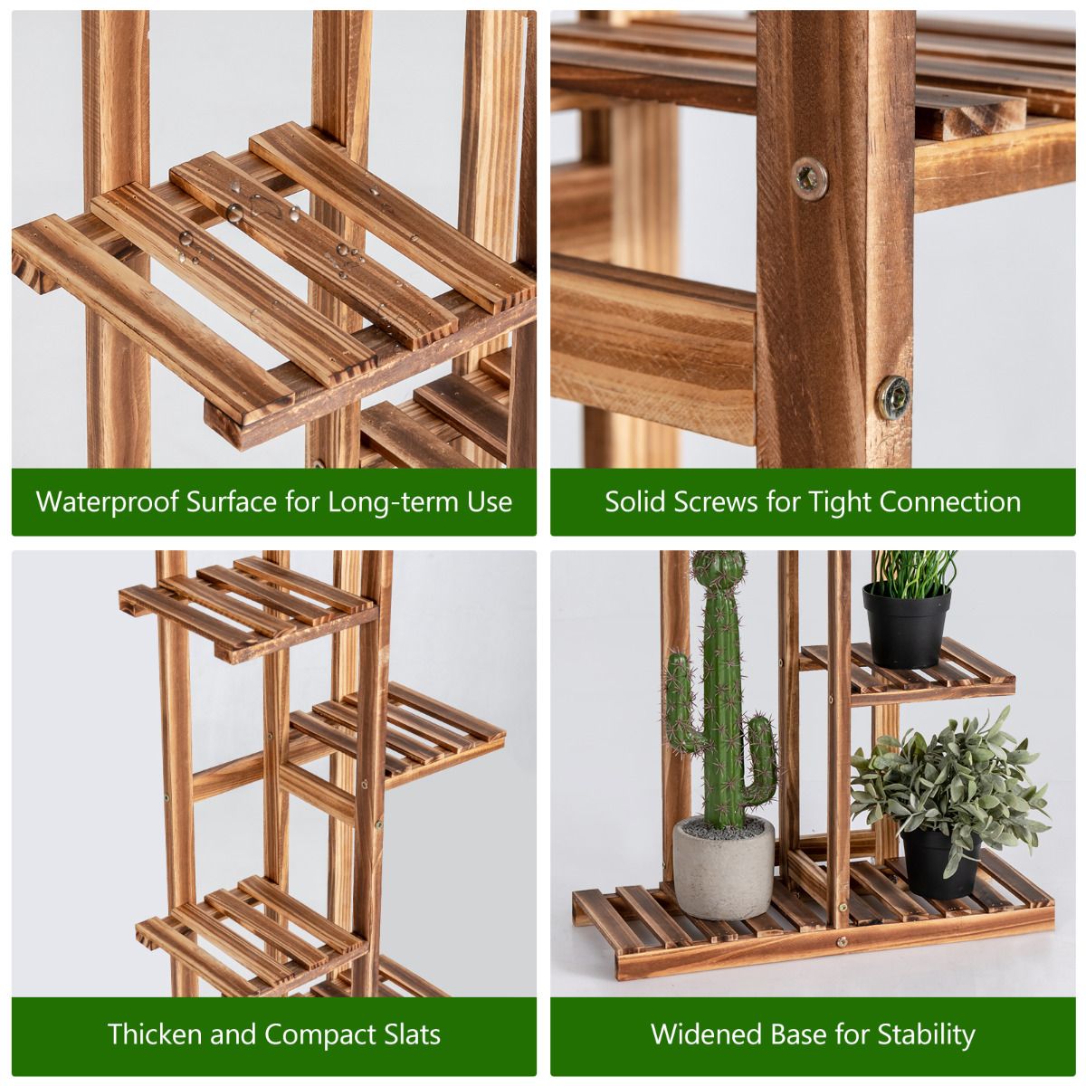 Coast 5-Layer Flower Rack Braun 50 x 21 x 103 cm - Freistehendes Pflanzenregal aus Kiefernholz für den Innen- und Außenbereich