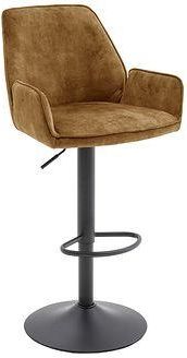 Ottawa Barhocker mit Armlehnen - 2 Stück - schwarzes Metallgestell - Vintage Velours Stoff - verstellbare Sitzhöhe 63-84 cm - 52x91x51 cm