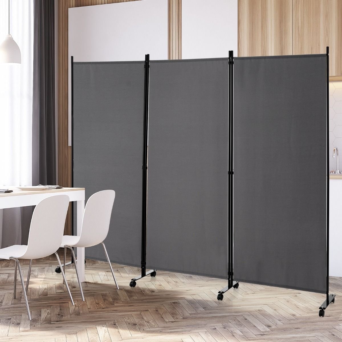 Coast 3-Paneel Trennwand - 262 x 30 x 180 cm - Grau - Polyester/Metall