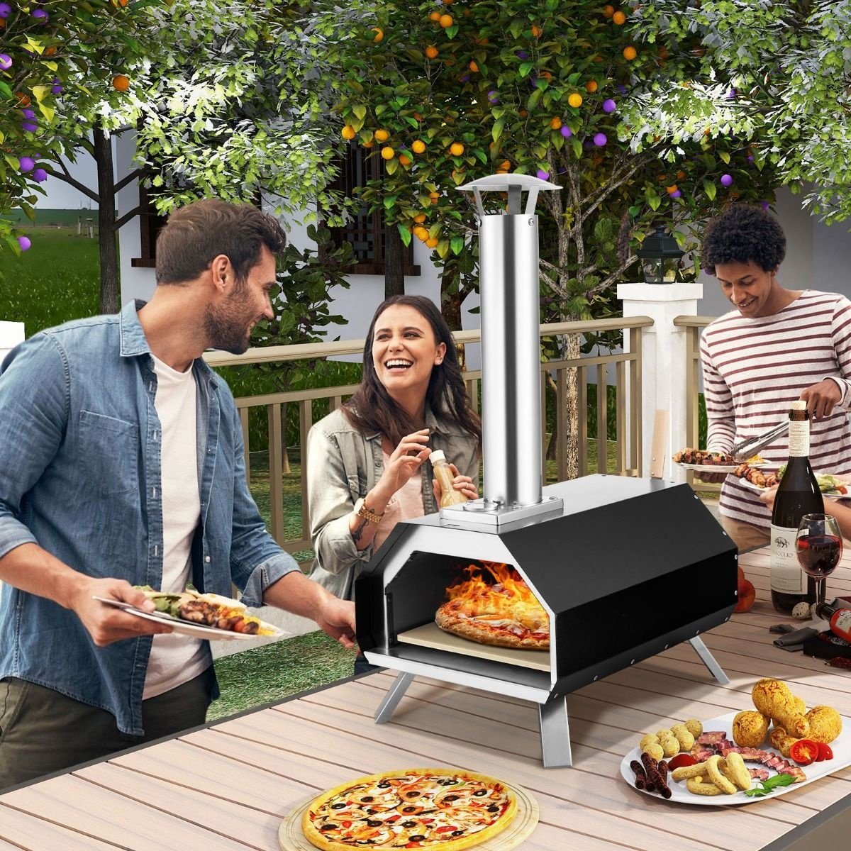 Coast Tragbarer Pizza-Ofen - Schwarz - 500 °C - 51x38,5x83cm