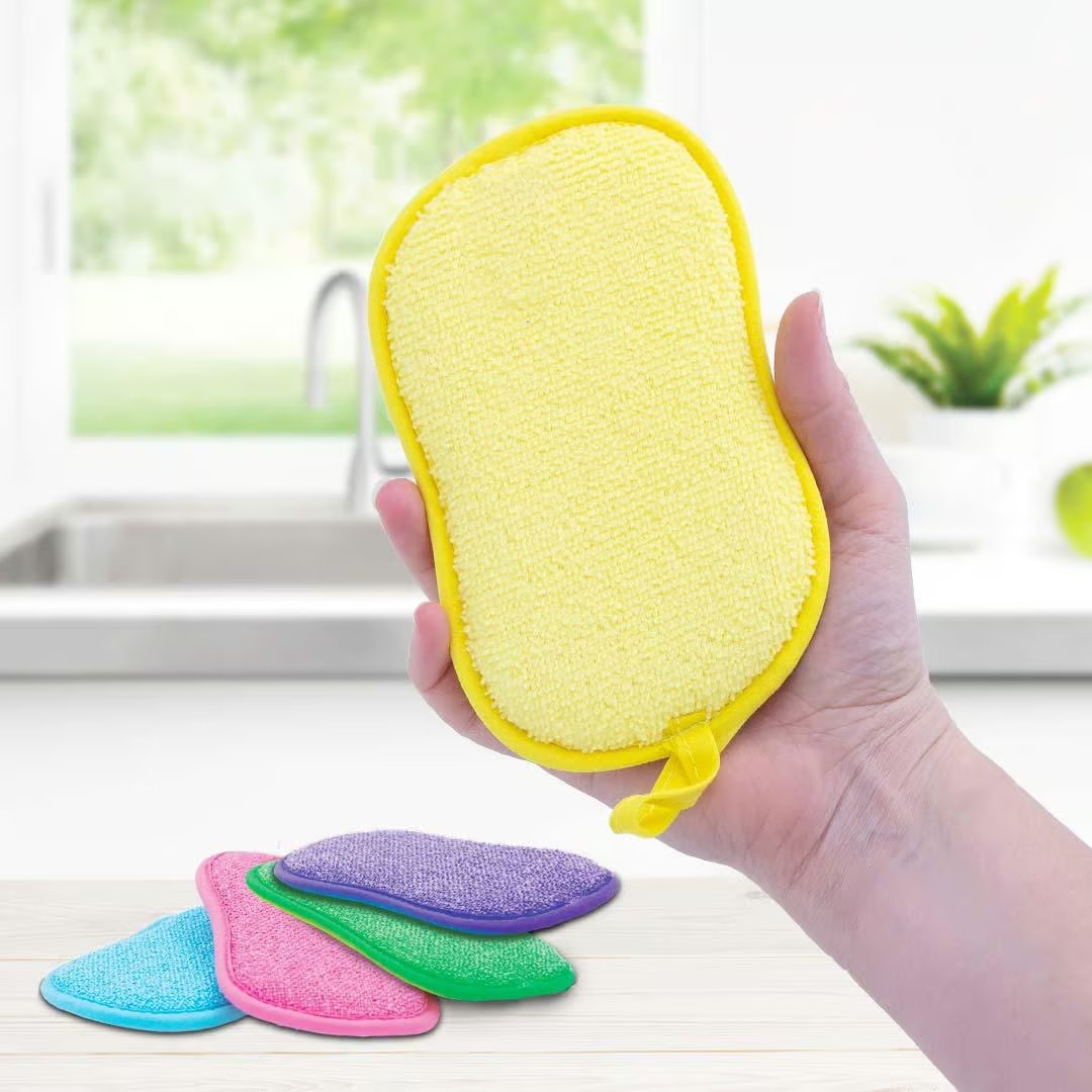 Livington DuoSponge Schwämme, 5-teilig – Doppelseitiges Reinigungssystem – Kratzfreies Schrubben – Saugfähige Mikrofaser