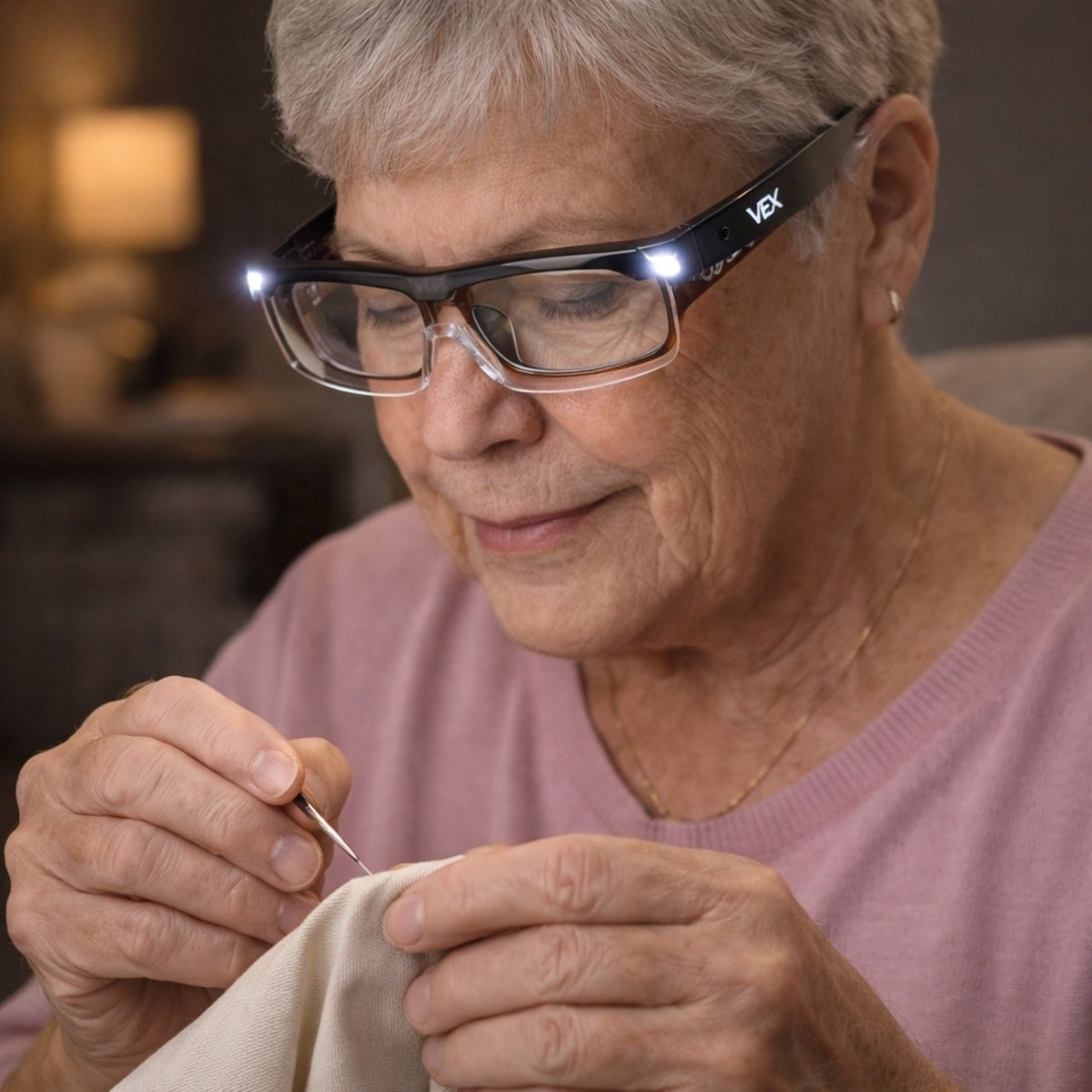 VEX - Lupenbrille mit LED-Licht - 160% Vergrößerung - inklusive Zubehör - Schwarz