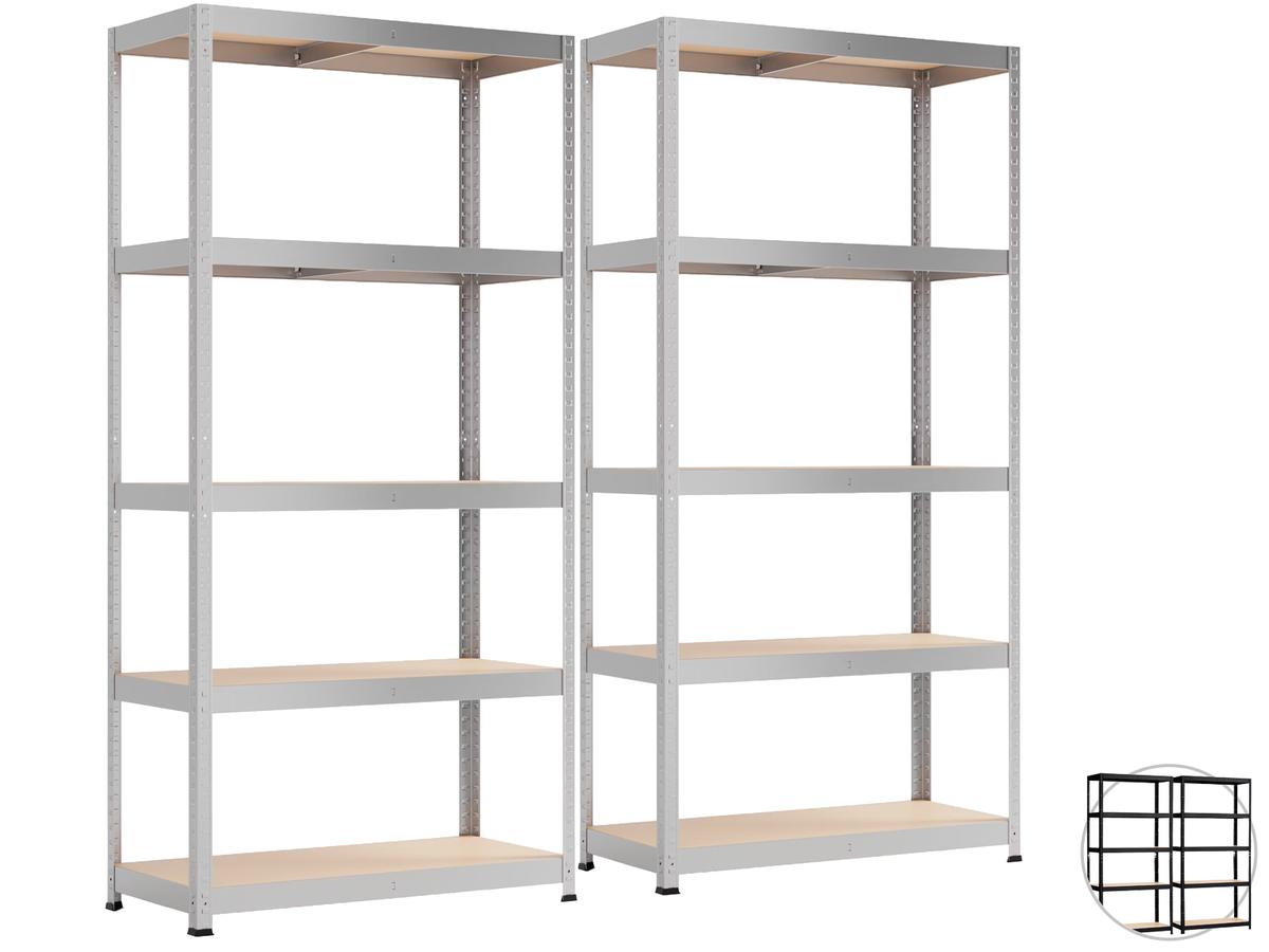 Metalkas Metallregal – Stahl – Schwarz – 40 x 90 x 180 cm – Tragkraft 175 kg – 2 Stück