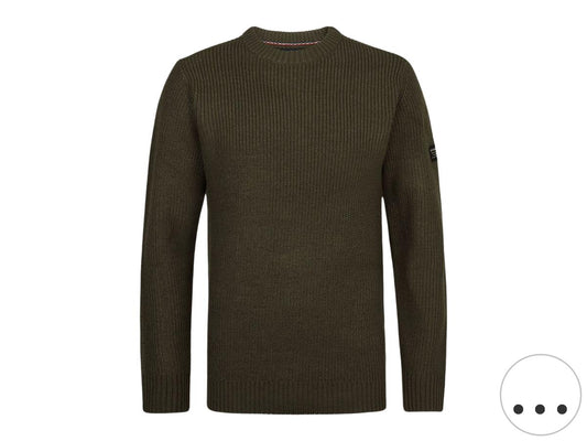 Petrol Strickpullover mit Rundhalsausschnitt – Basic-Design – Größe XXL – Deep Black