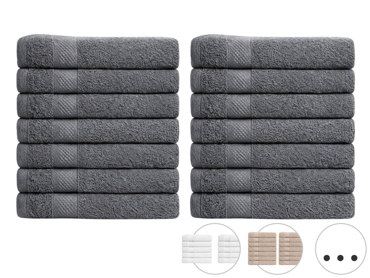 Lotus Handtuch 14x - 50 x 100 cm - Anthrazit - Set von 7x 2 Stück 500gr
