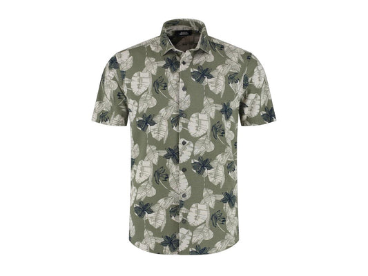 Boston Brothers AOP Pique Hemd Herren XL Khaki BBO36S308-3023-4108 SS