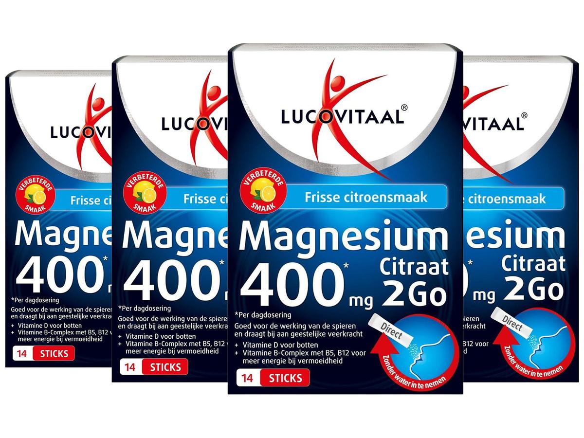 Lucovitaal Magnesiumcitrat 2Go – 400 mg pro Stick – 14 Sticks – Vorteilspackung