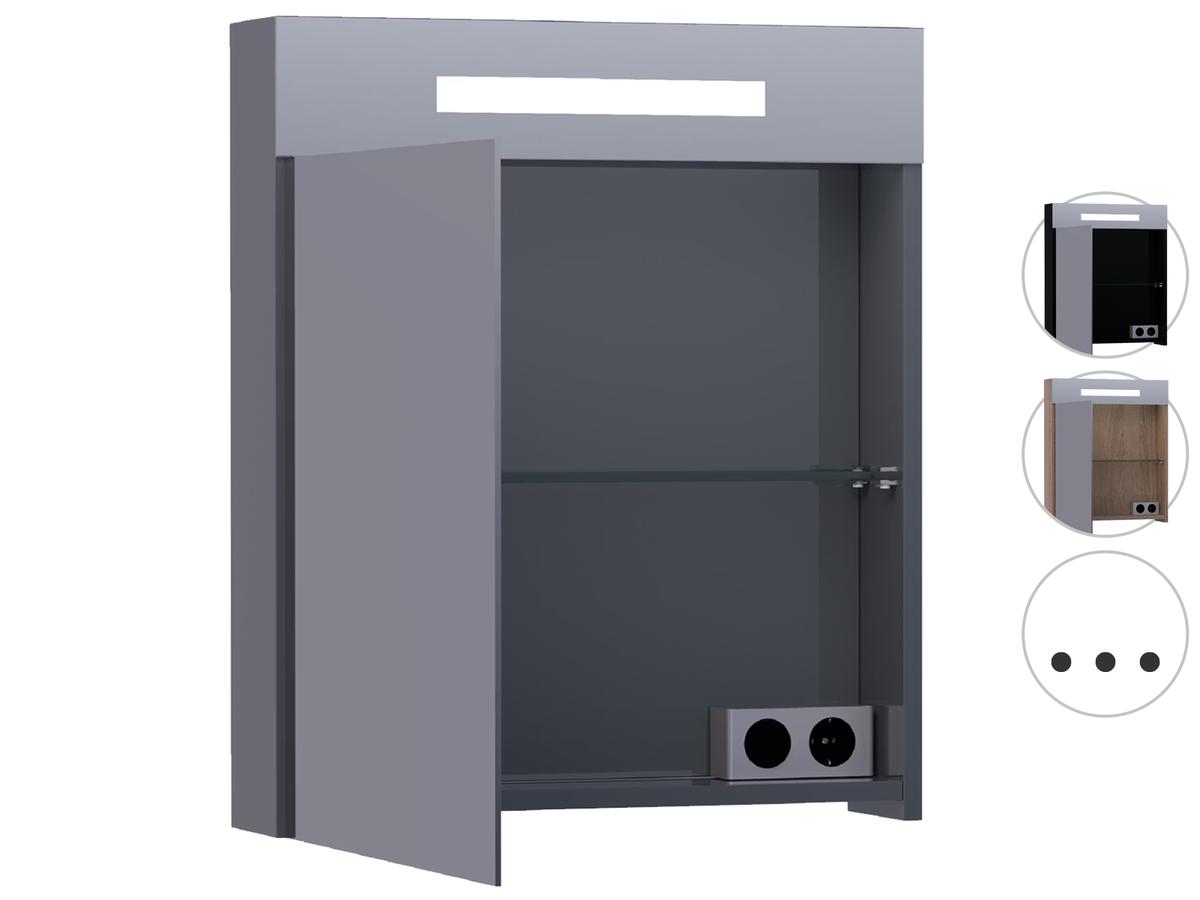 Brauer Double Face 60 Spiegelschrank - 60 cm - Grau Hochglanz - Rechtshänder