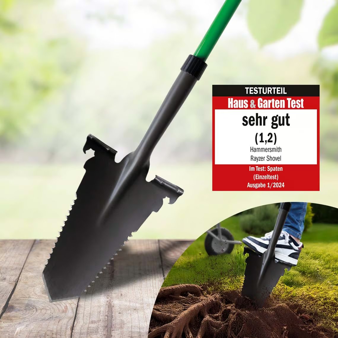 Hammersmith RayzerShovel All-in-One-Schaufel – Robuste Konstruktion aus Kohlenstoffstahl – Geeignet zum Graben und Sägen – Softtouch-Griff
