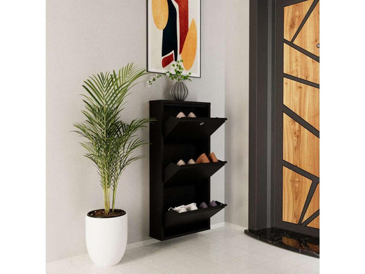 Kalune Schuhschrank aus Metall – 3 Fächer – 50 x 103 cm – Schwarz