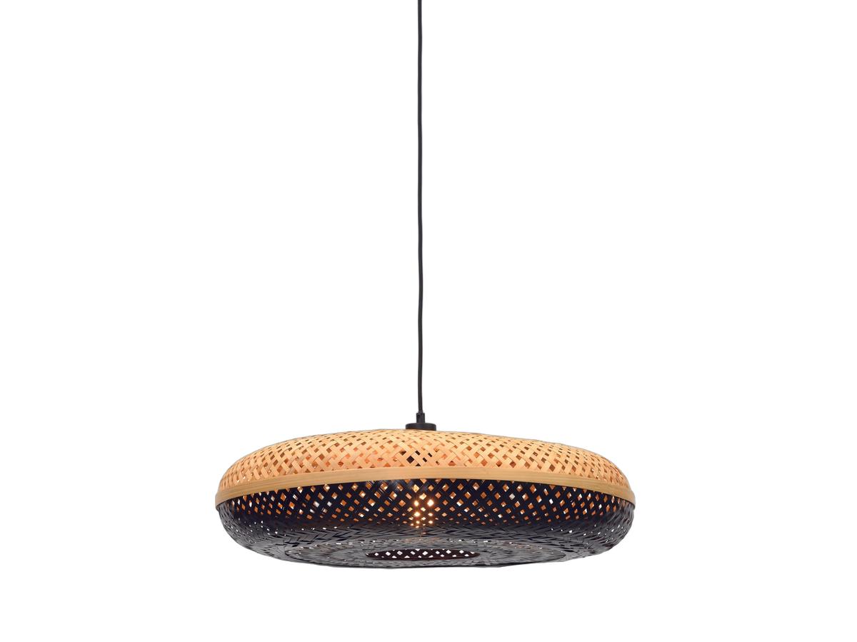 Good&Mojo Palawan Hängeleuchte – Bambus und Schwarz – Ø 60 cm x 15 cm